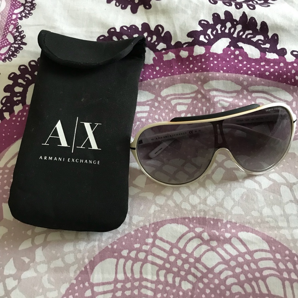 Armani Exchange White plastic aviator sunglasses